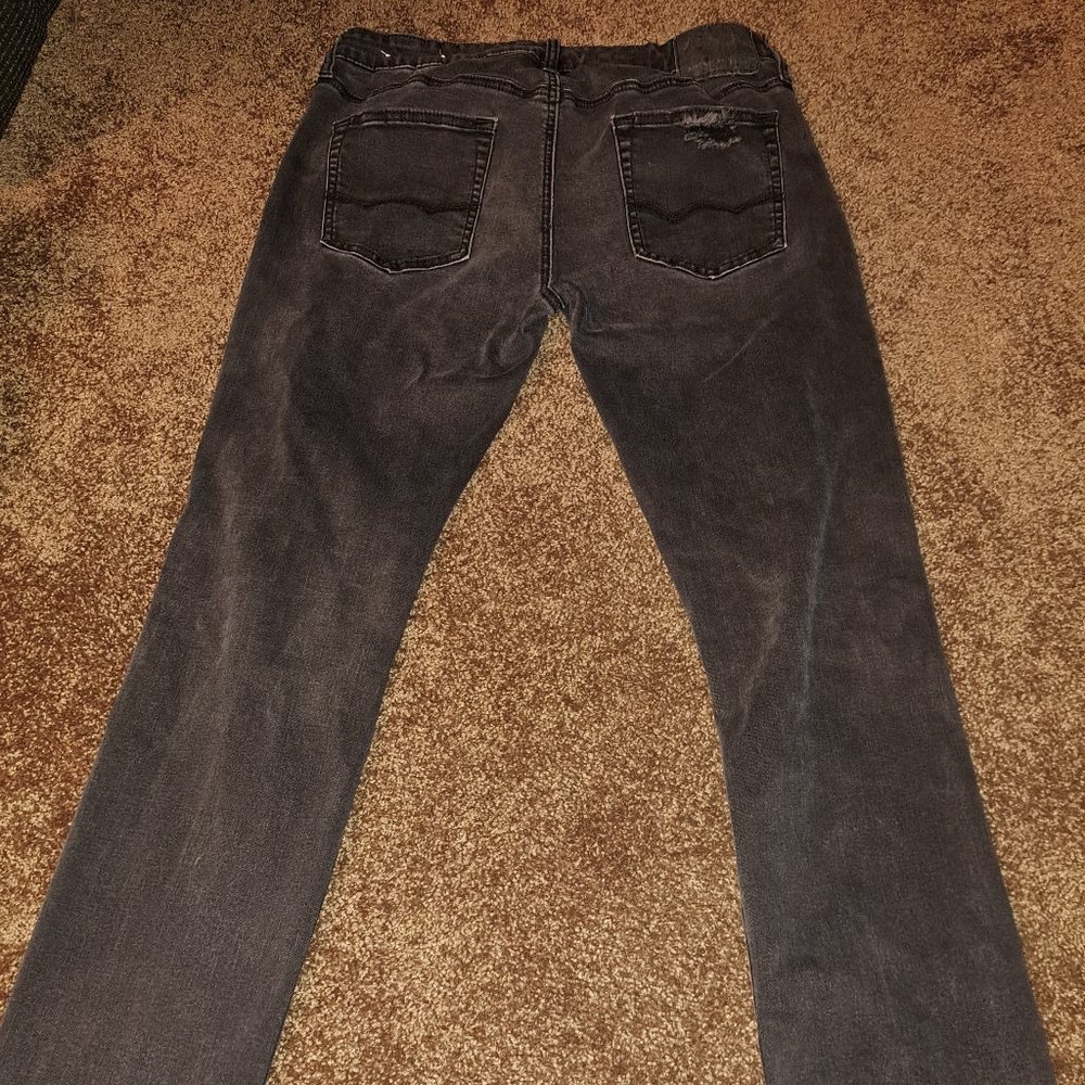 American Eagle Distressed Men's Black Next Level Flex Jeans size 33x32 - Picture 2 of 7